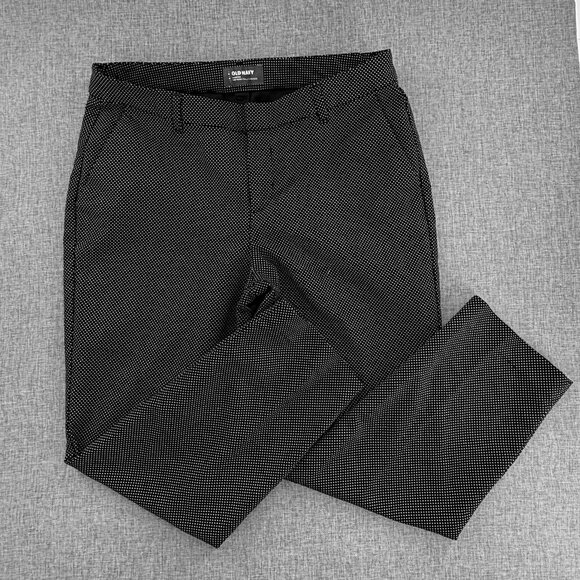 Old Navy Harper Ankle Pants Black & White Polka Dots Mid Rise 8 Regular Cotton B - Picture 7 of 15